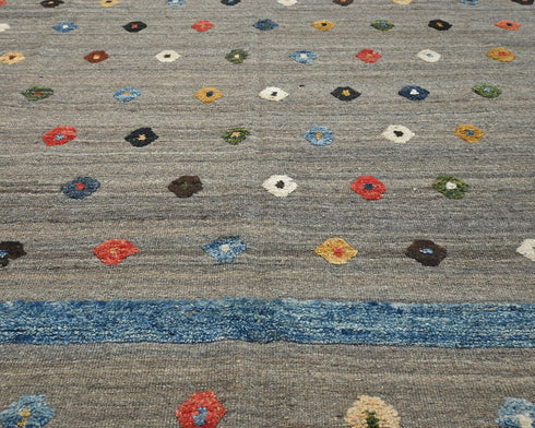 9x12 Moroccan Gray Hand Woven Wool Area Rug